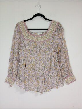 American Eagle Outfitters Floral   Boho-Style Peasant Blouse Size S 100% Cotton